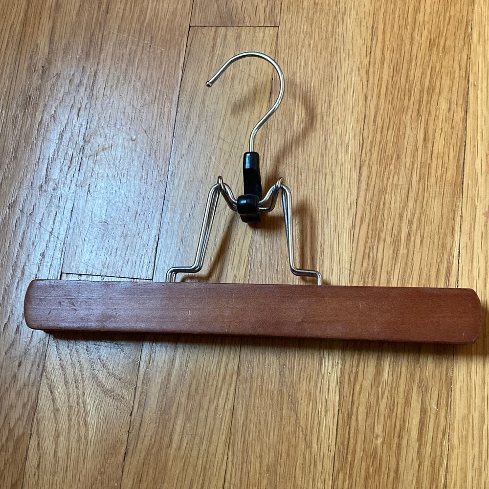 Wooden Pants Hangers with Metal Hooks - Set of 2
